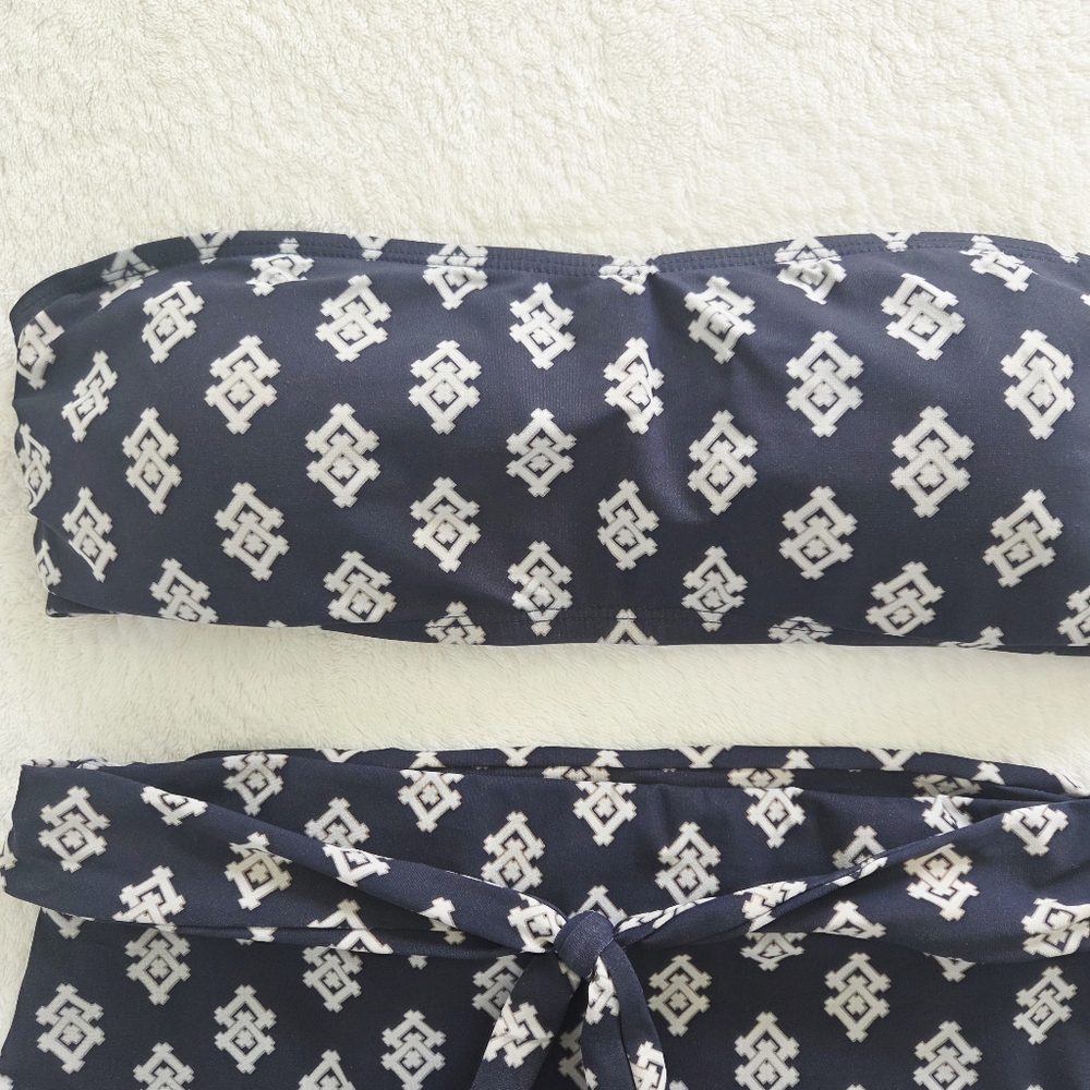 Tory Burch ✨️ Navy Double Diamond Two Piece Women's Swimsuit Size M - Picture 8 of 14